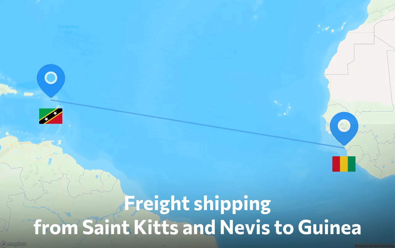 Shipping route from Saint Kitts and Nevis to Guinea