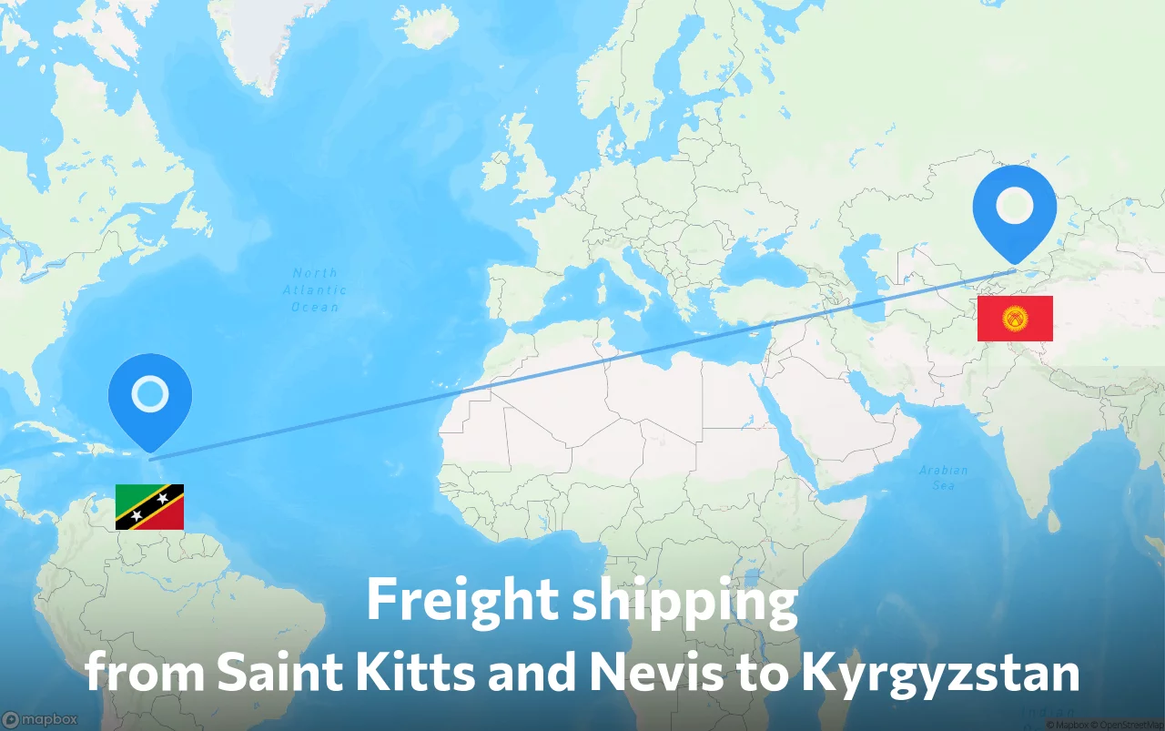Shipping route from Saint Kitts and Nevis to Kyrgyzstan