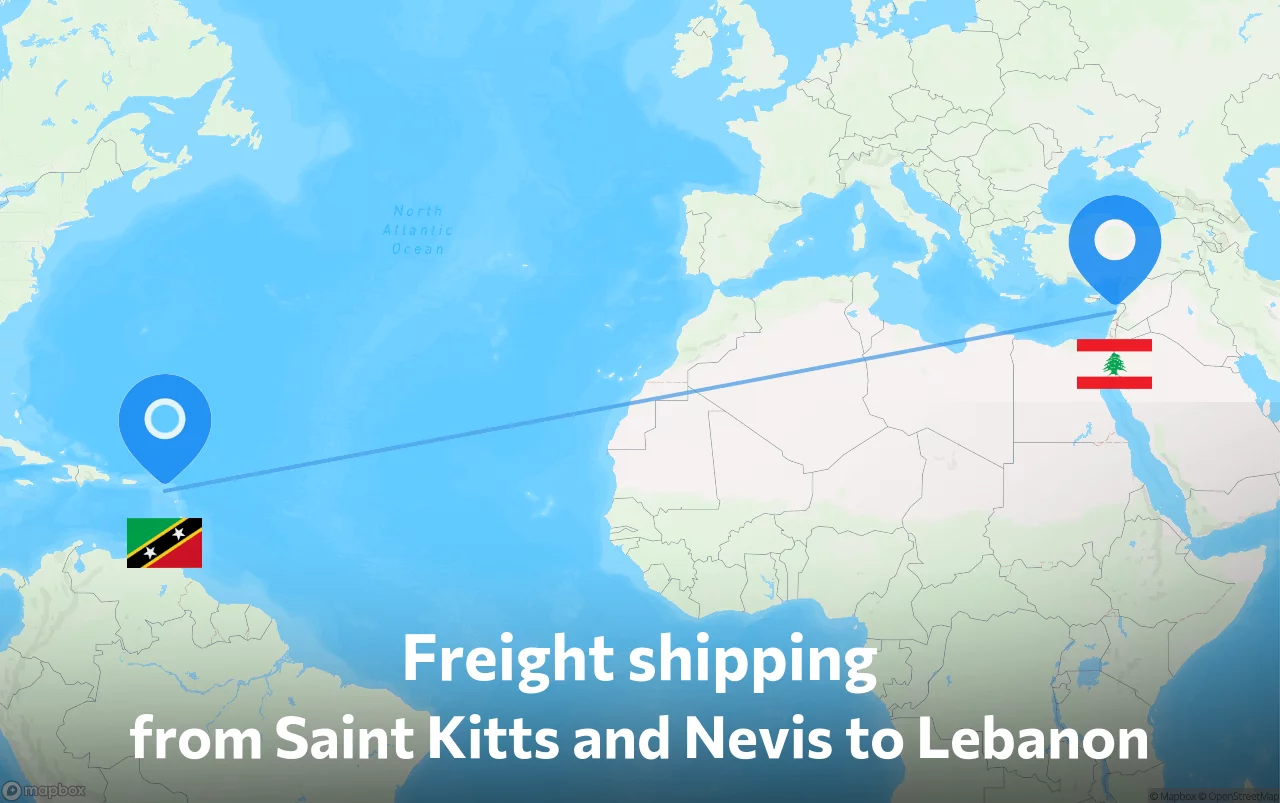 Shipping route from Saint Kitts and Nevis to Lebanon