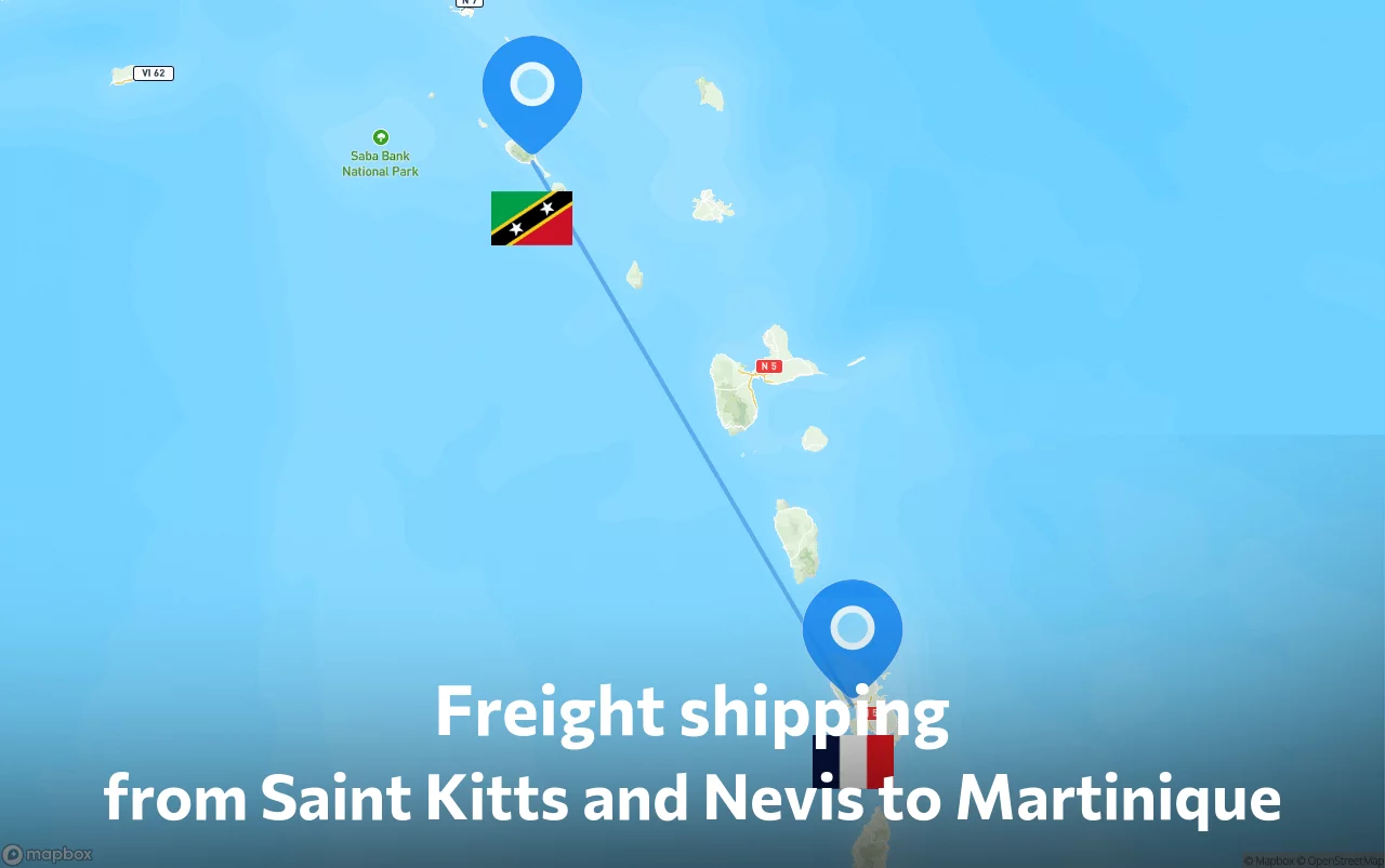 Shipping route from Saint Kitts and Nevis to Martinique