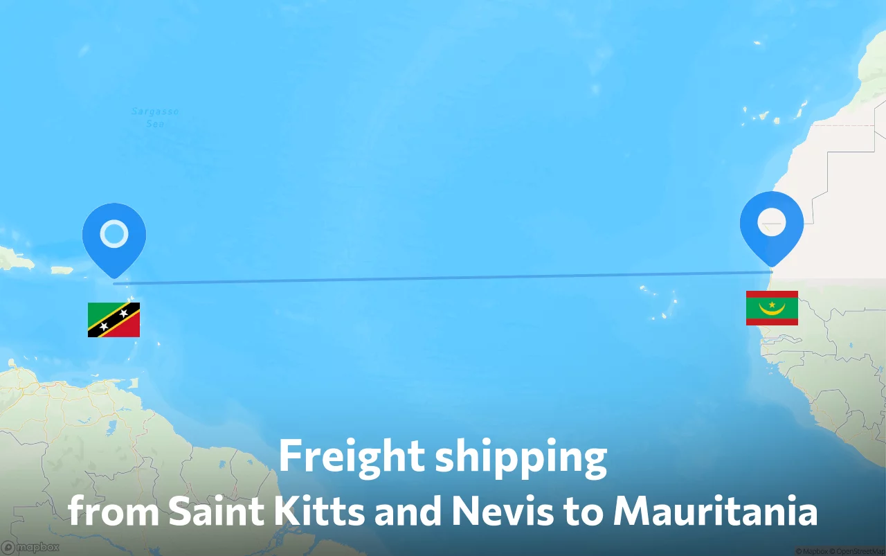 Shipping route from Saint Kitts and Nevis to Mauritania
