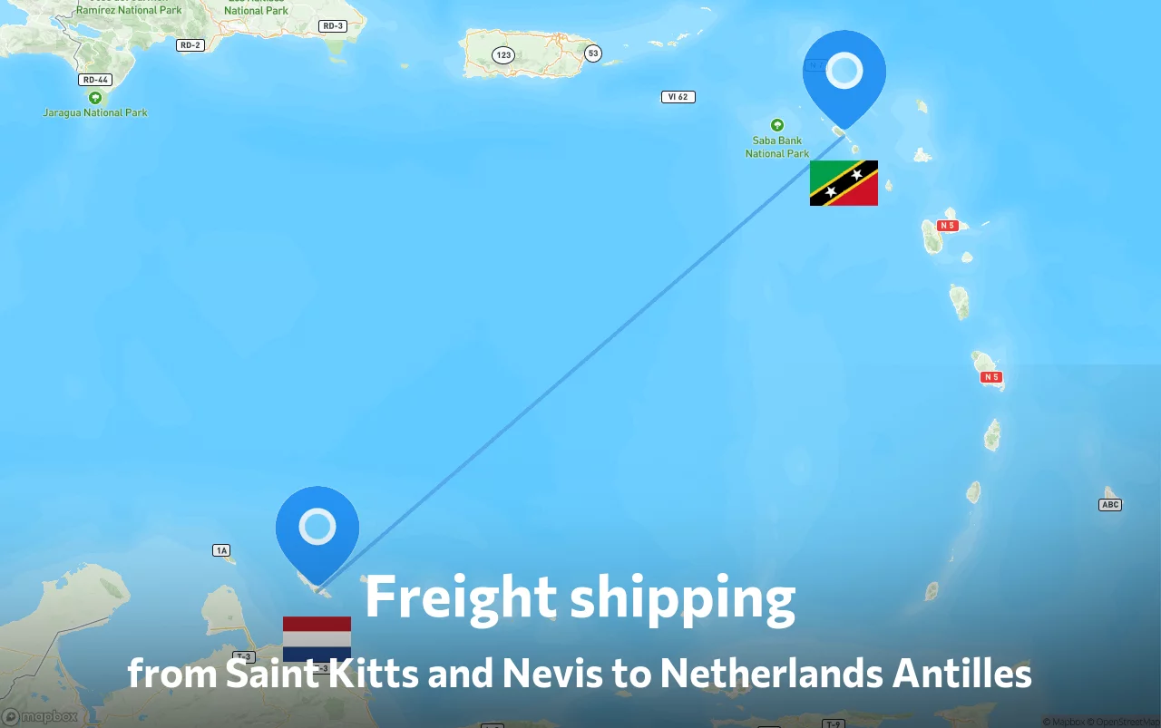 Shipping route from Saint Kitts and Nevis to Netherlands Antilles