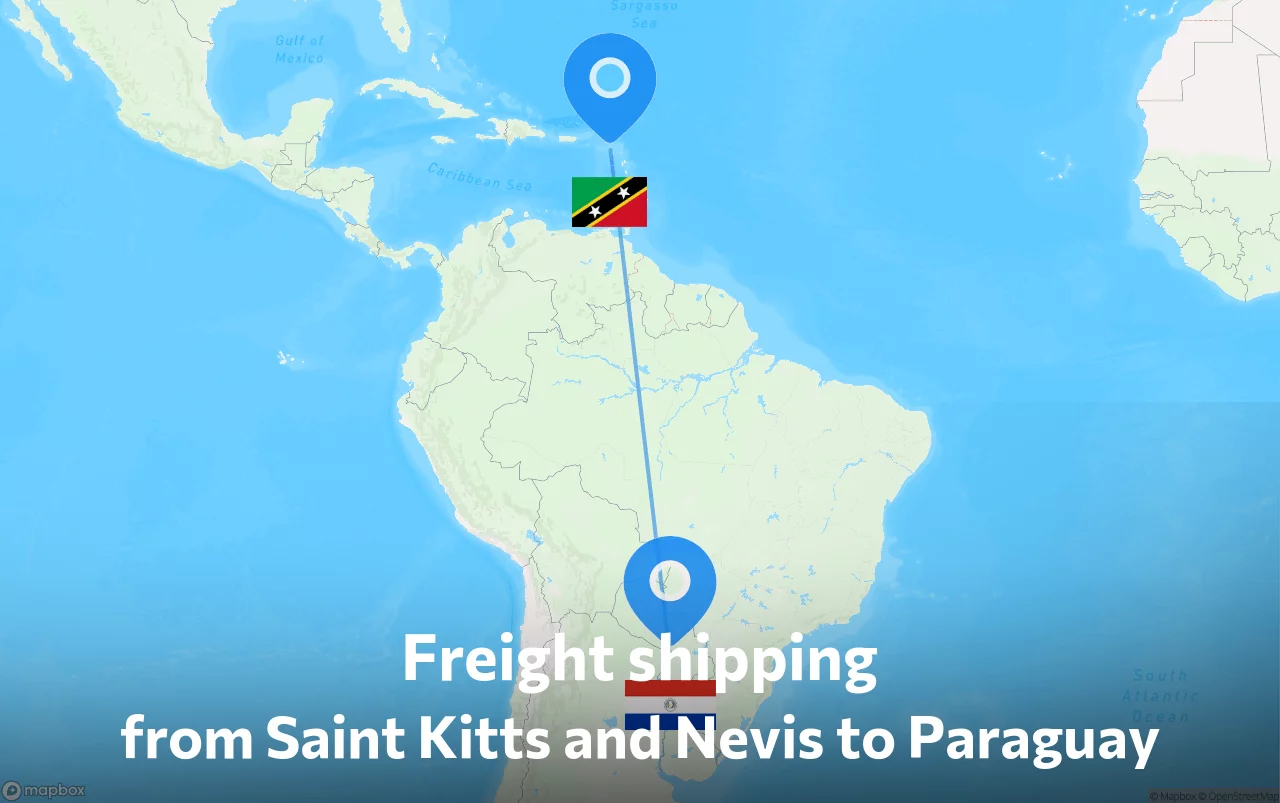 Shipping route from Saint Kitts and Nevis to Paraguay
