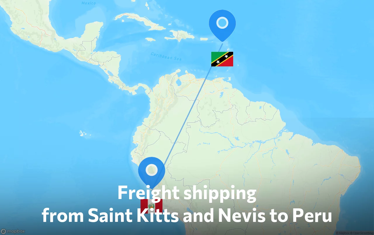 Shipping route from Saint Kitts and Nevis to Peru