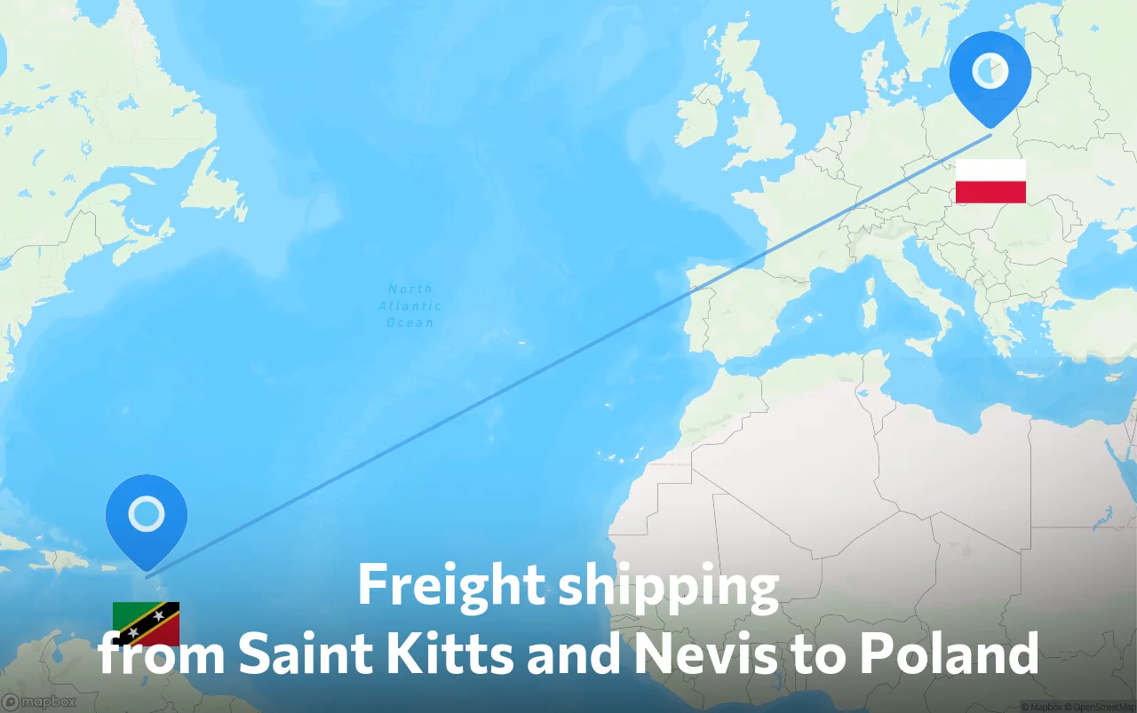 Shipping route from Saint Kitts and Nevis to Poland