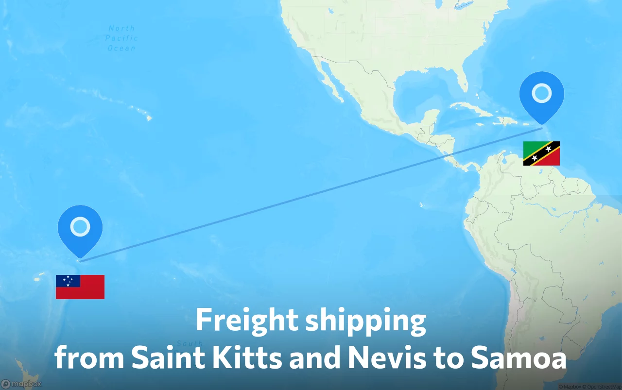 Shipping route from Saint Kitts and Nevis to Samoa
