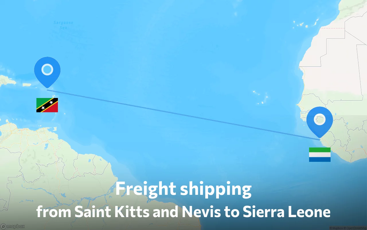 Shipping route from Saint Kitts and Nevis to Sierra Leone