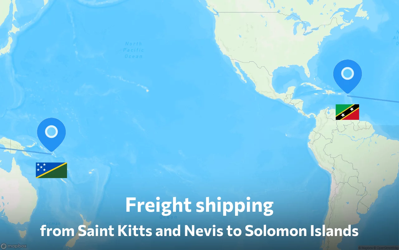 Shipping route from Saint Kitts and Nevis to Solomon Islands