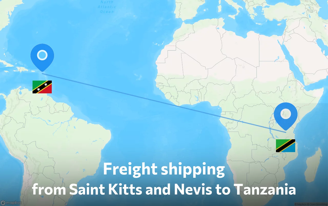 Shipping route from Saint Kitts and Nevis to Tanzania
