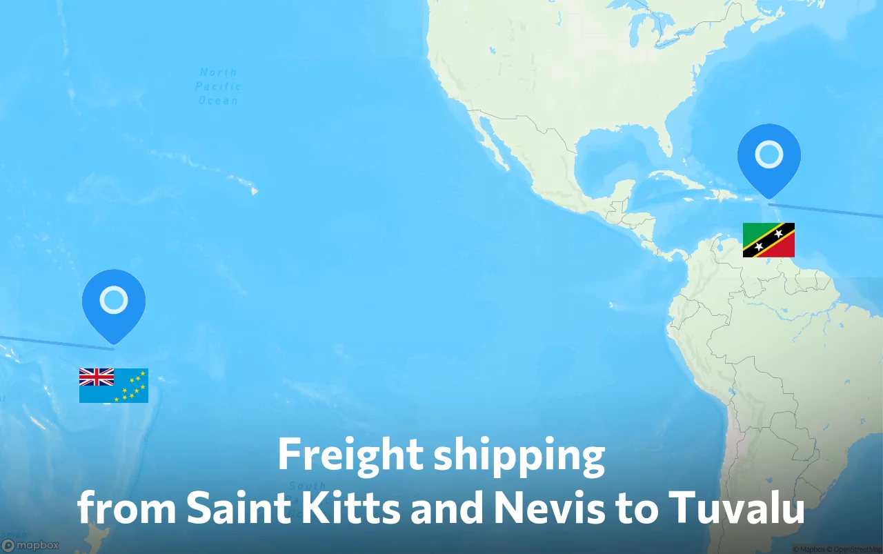 Shipping route from Saint Kitts and Nevis to Tuvalu