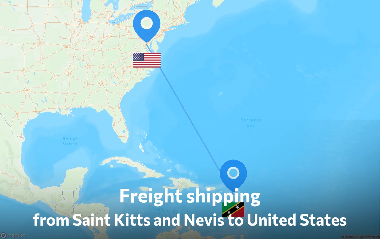 Shipping route from Saint Kitts and Nevis to United States