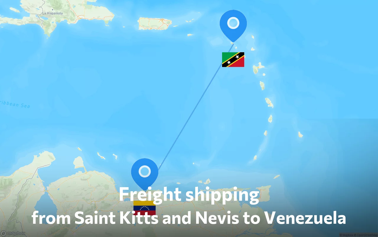 Shipping route from Saint Kitts and Nevis to Venezuela