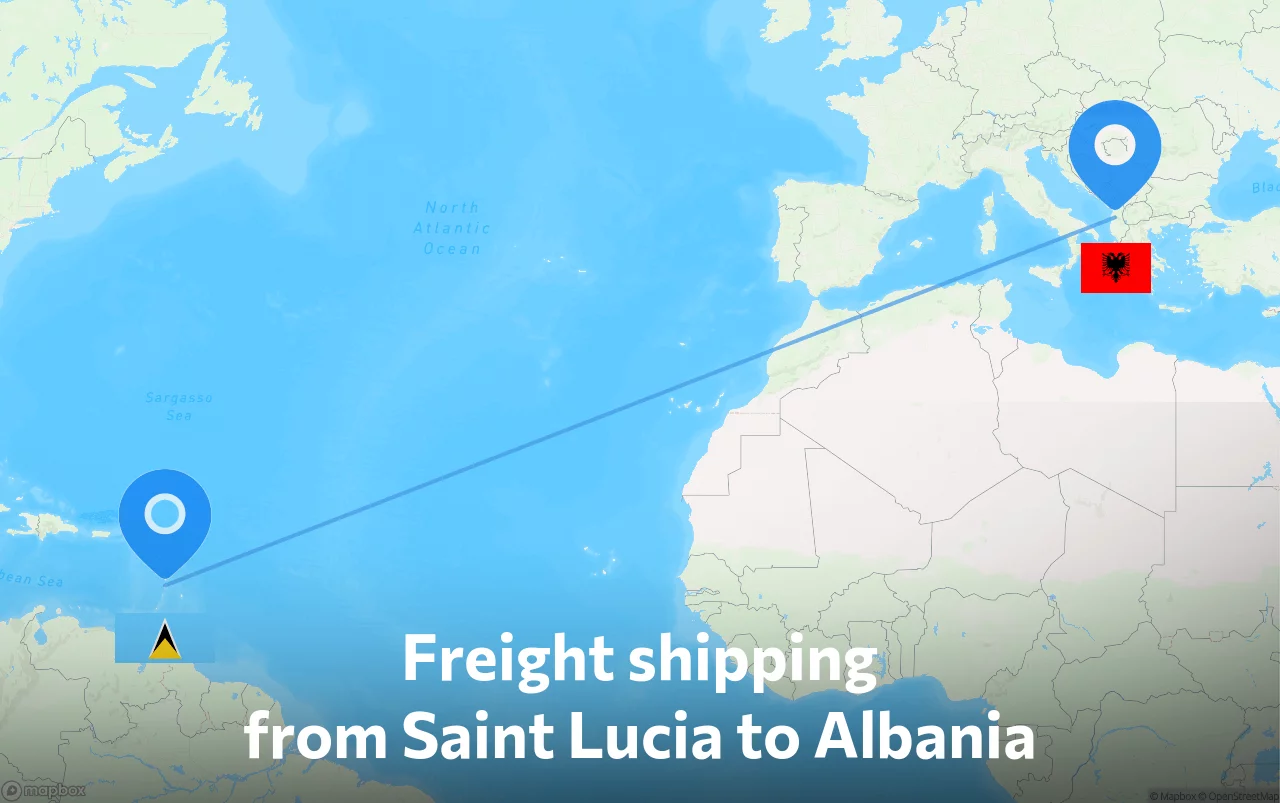 Shipping route from Saint Lucia to Albania