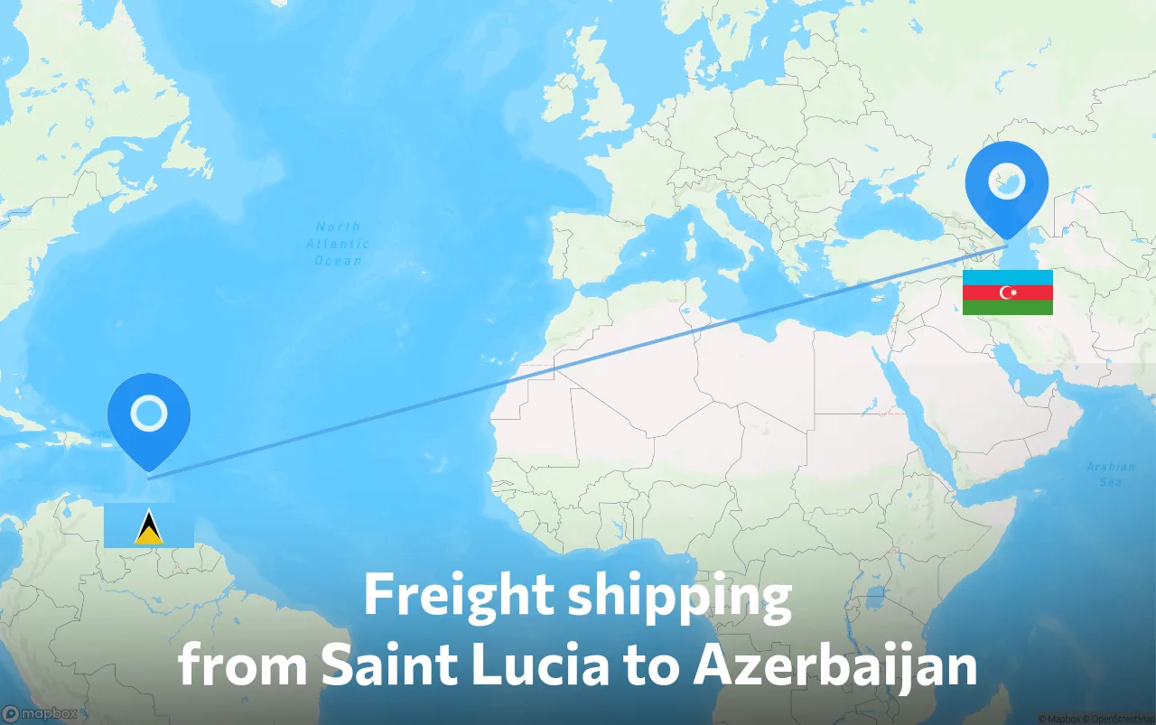 Shipping route from Saint Lucia to Azerbaijan