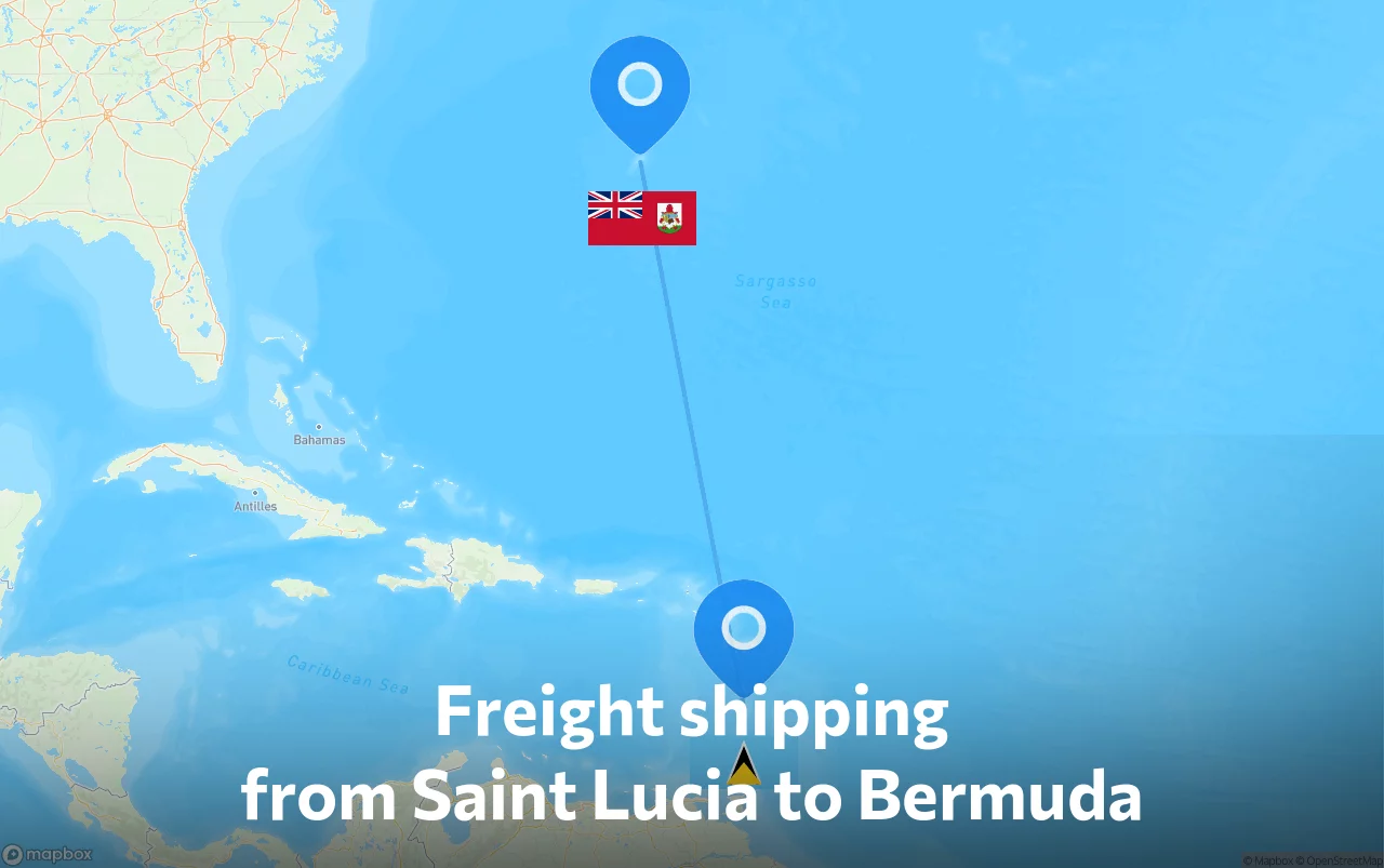 Shipping route from Saint Lucia to Bermuda