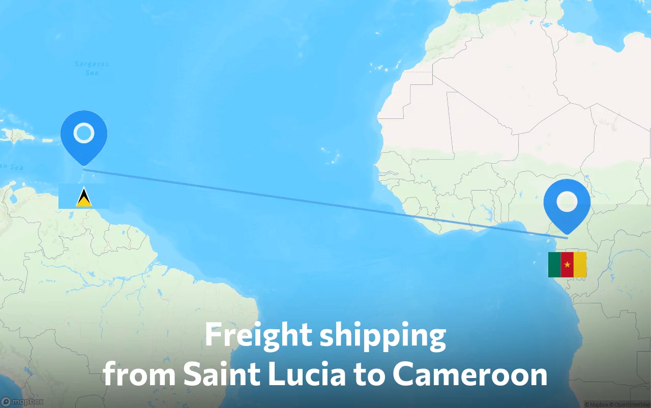Shipping route from Saint Lucia to Cameroon