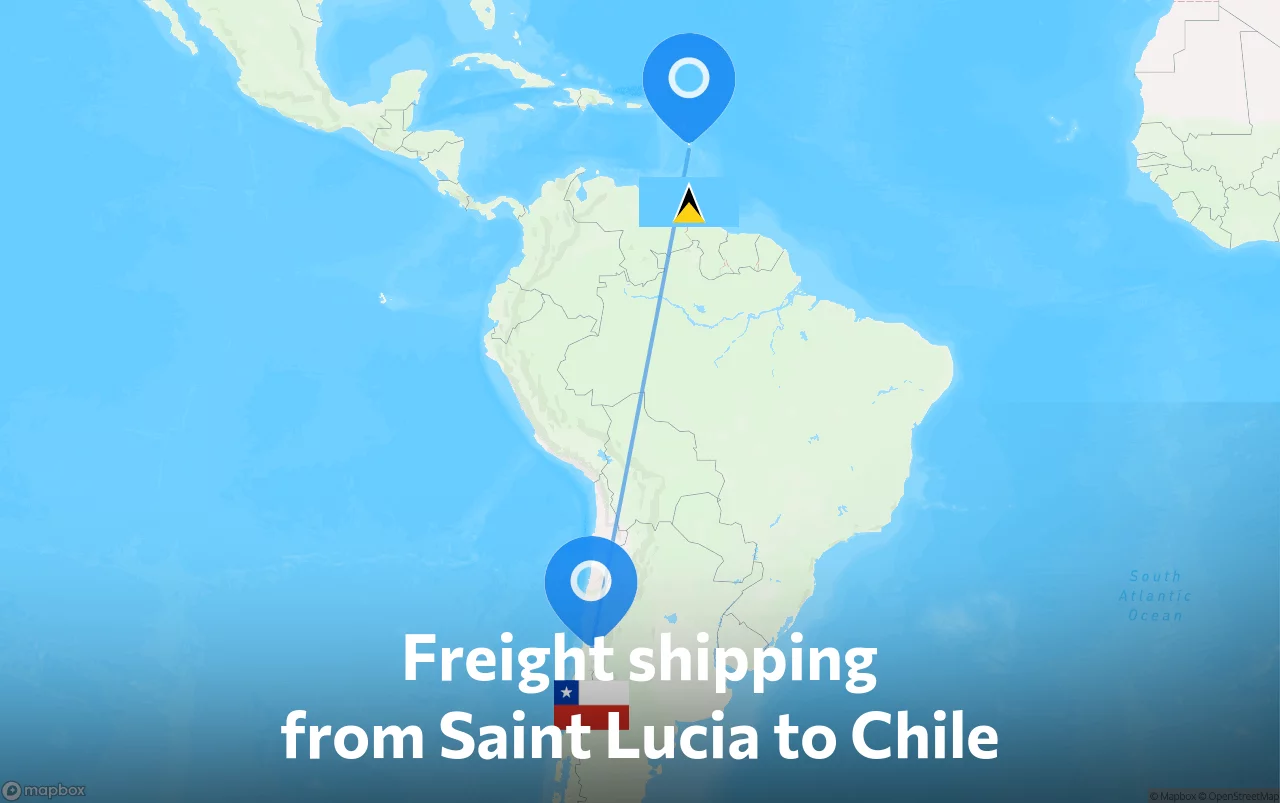 Shipping route from Saint Lucia to Chile