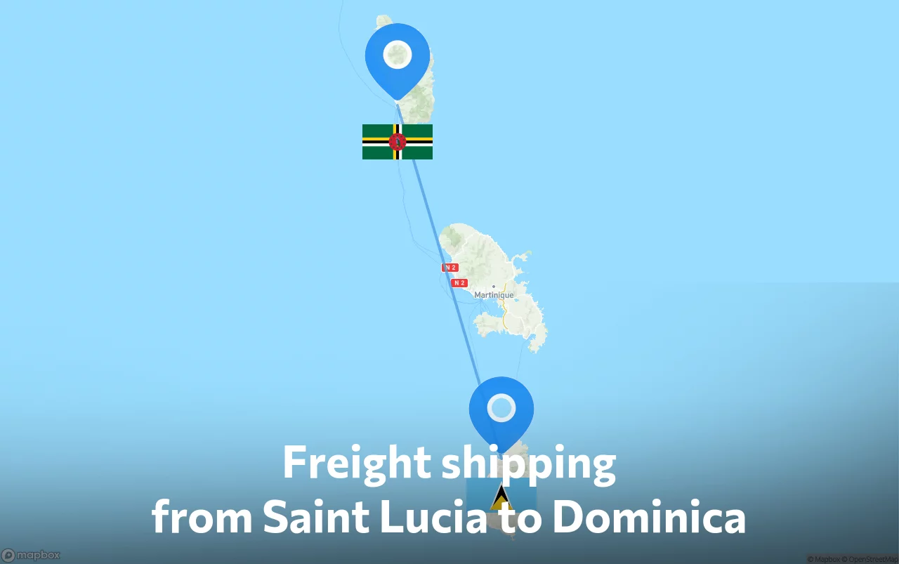 Shipping route from Saint Lucia to Dominica