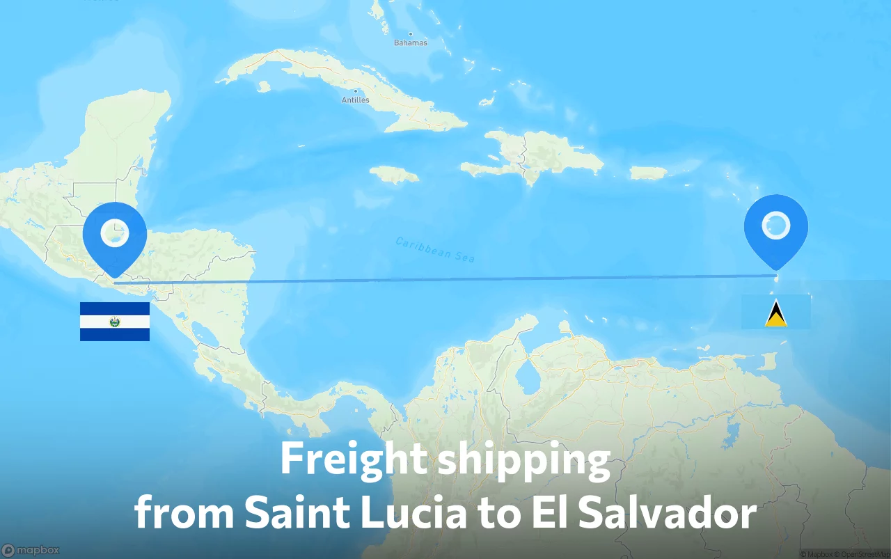 Shipping route from Saint Lucia to El Salvador