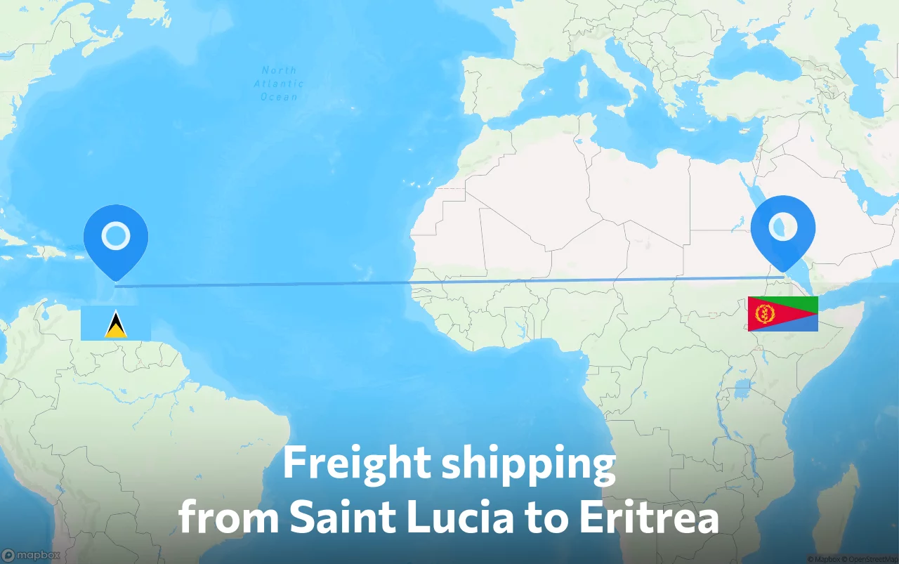 Shipping route from Saint Lucia to Eritrea