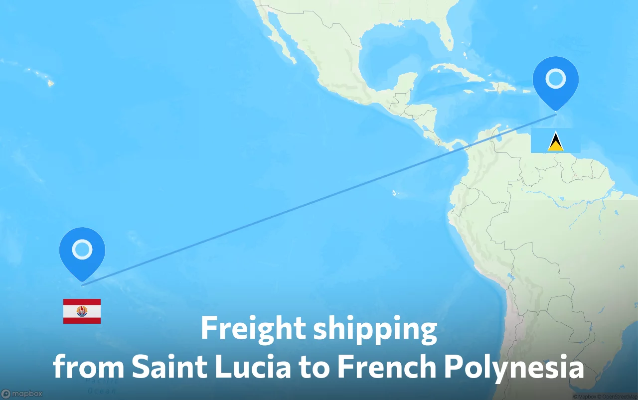 Shipping route from Saint Lucia to French Polynesia