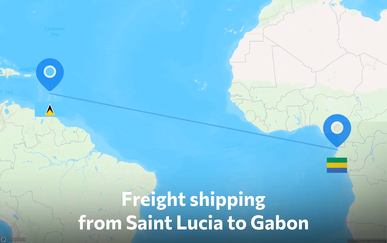 Shipping route from Saint Lucia to Gabon