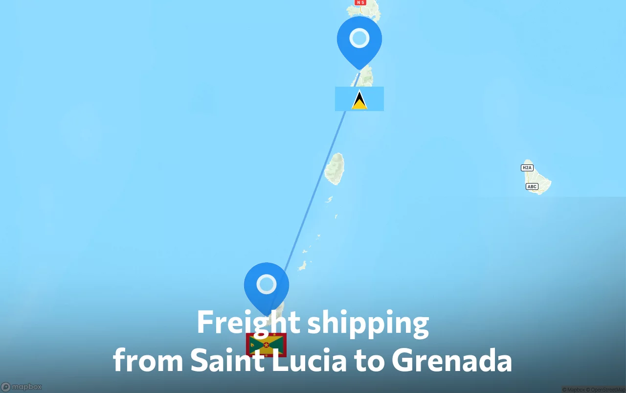 Shipping route from Saint Lucia to Grenada