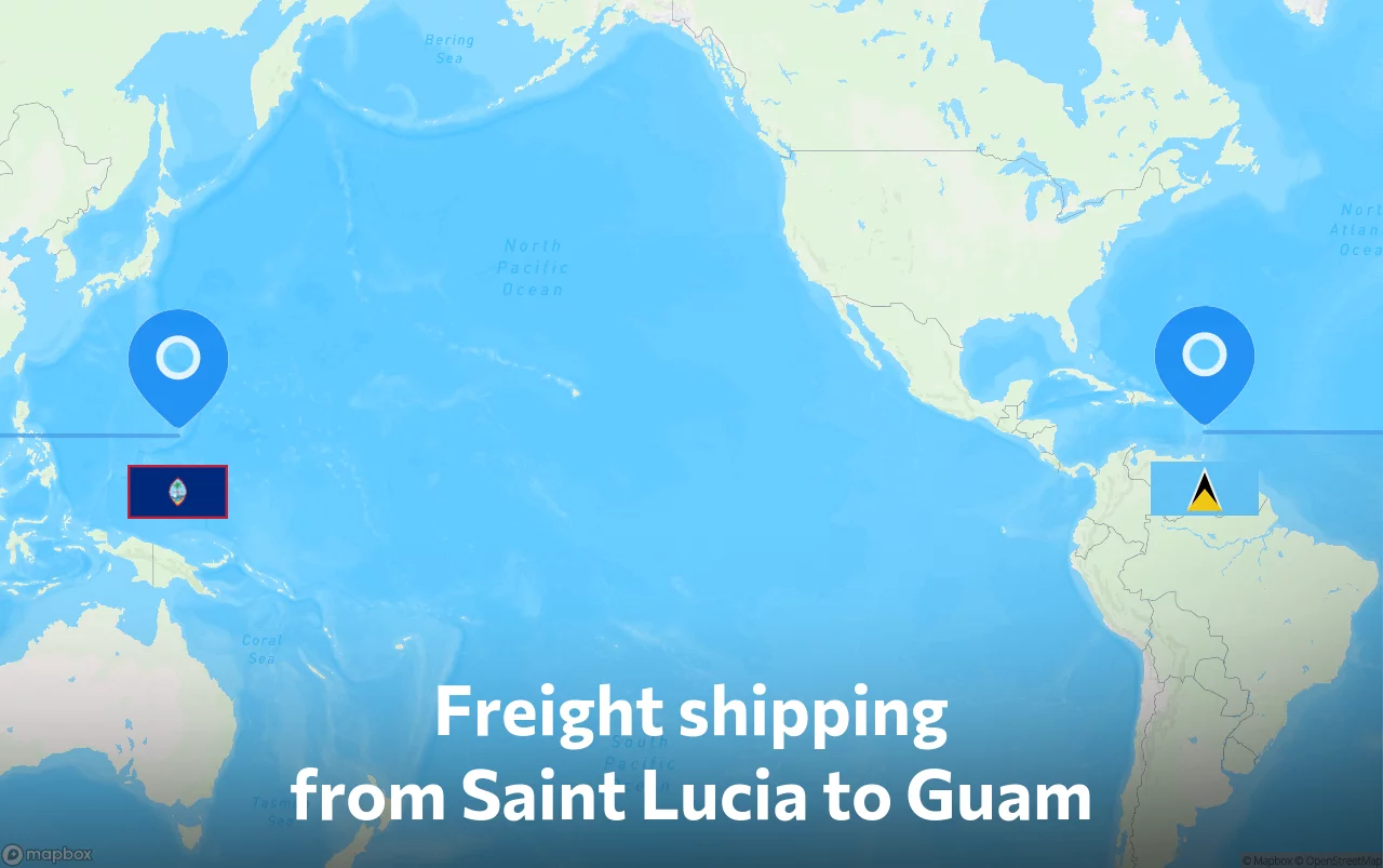 Shipping route from Saint Lucia to Guam