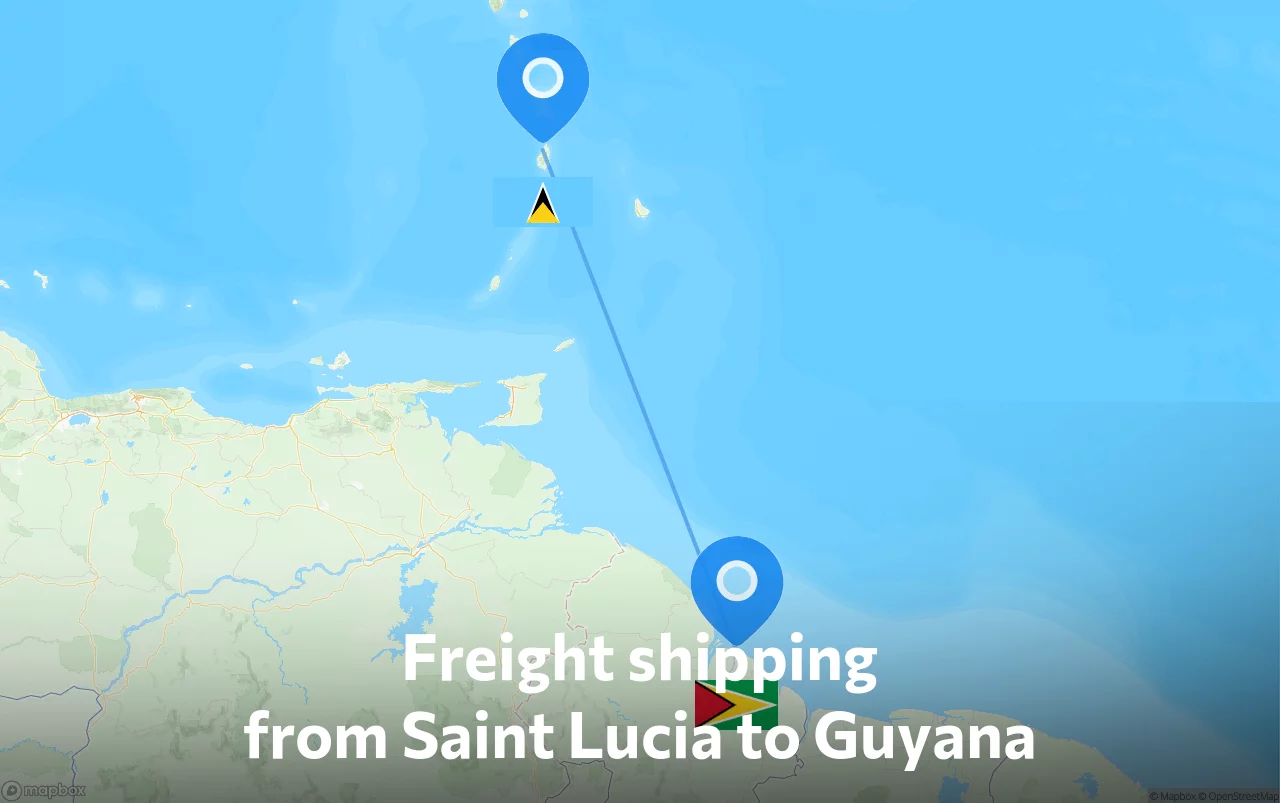 Shipping route from Saint Lucia to Guyana