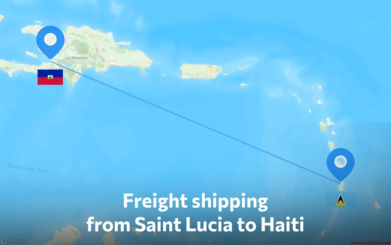 Shipping route from Saint Lucia to Haiti