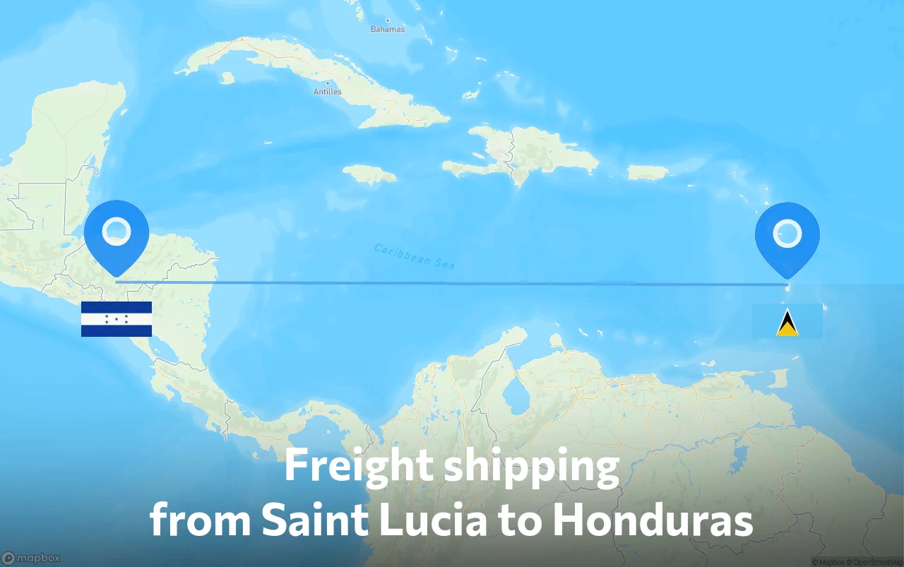 Shipping route from Saint Lucia to Honduras