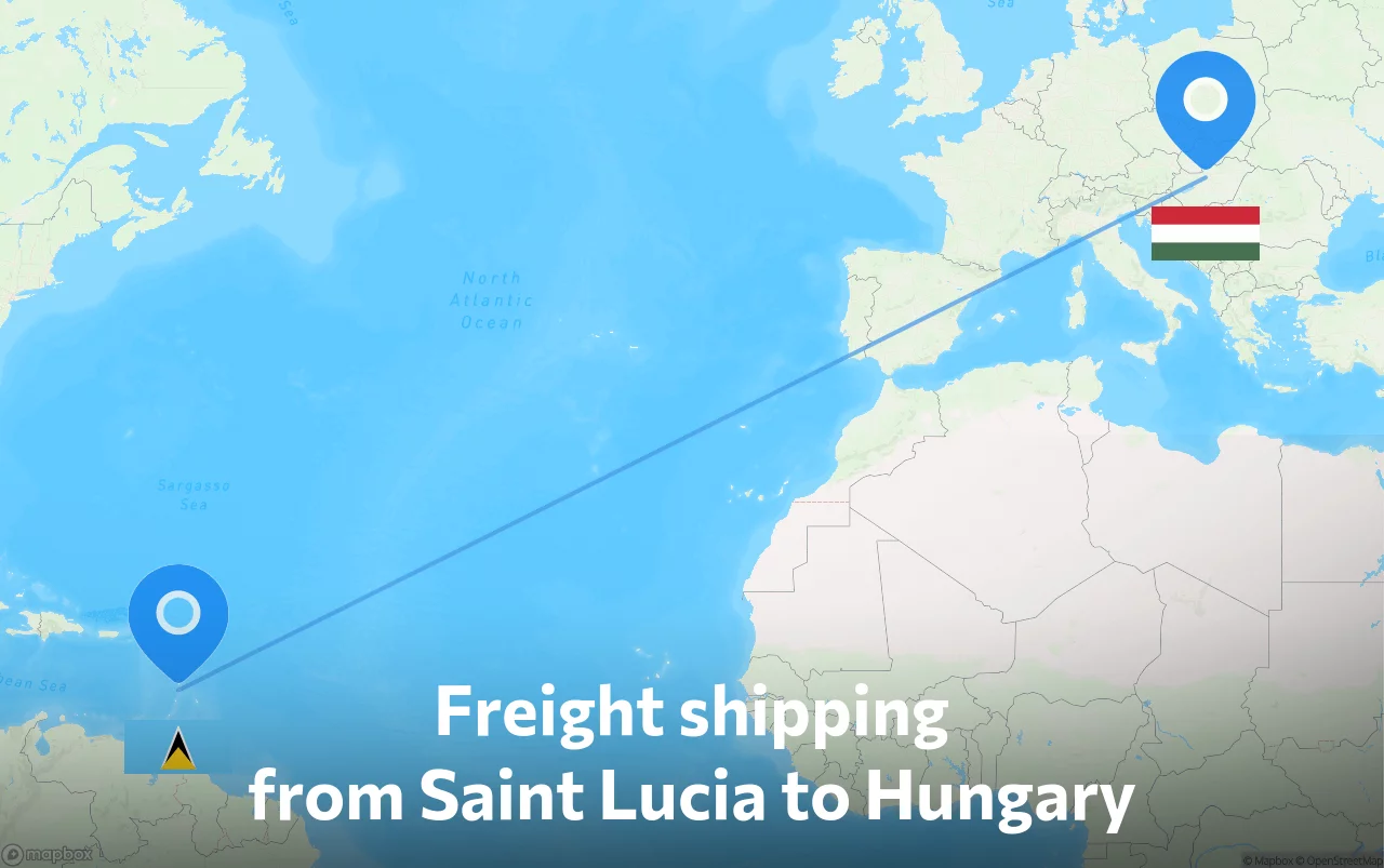 Shipping route from Saint Lucia to Hungary