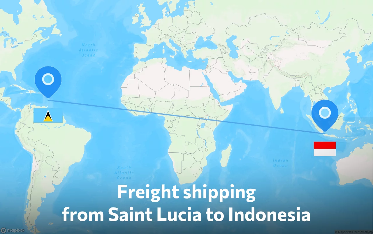 Shipping route from Saint Lucia to Indonesia