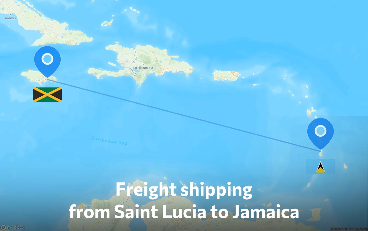 Shipping route from Saint Lucia to Jamaica
