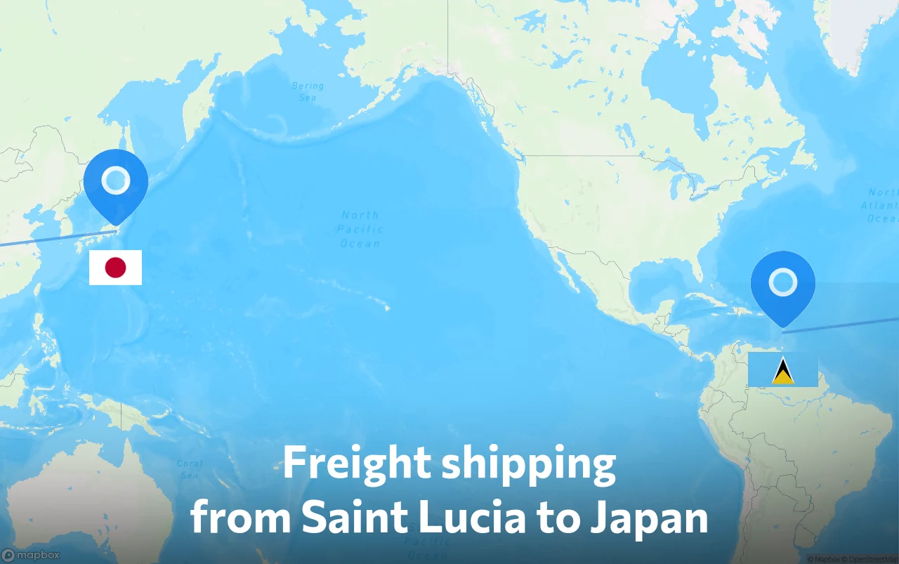 Shipping route from Saint Lucia to Japan