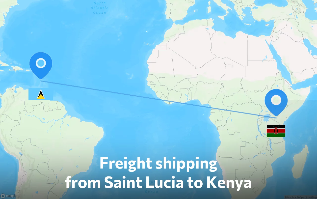 Shipping route from Saint Lucia to Kenya