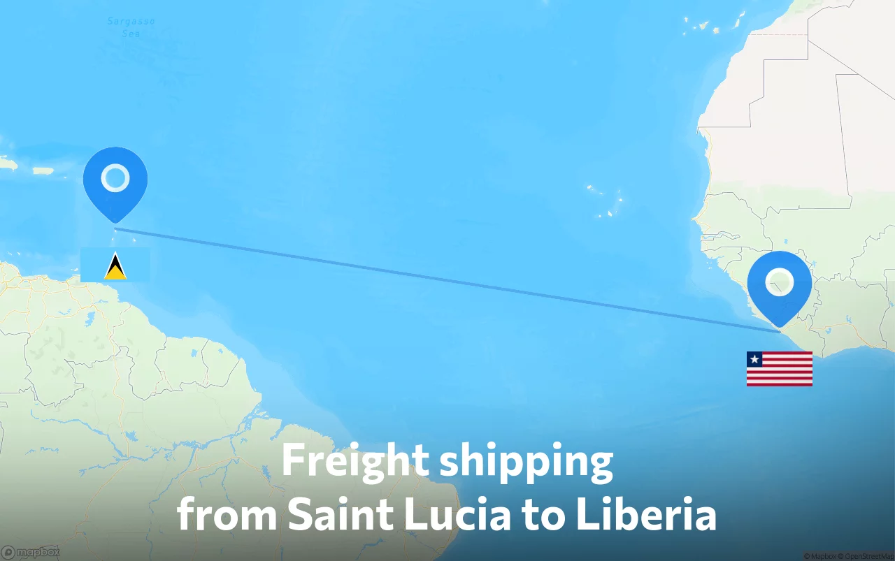 Shipping route from Saint Lucia to Liberia