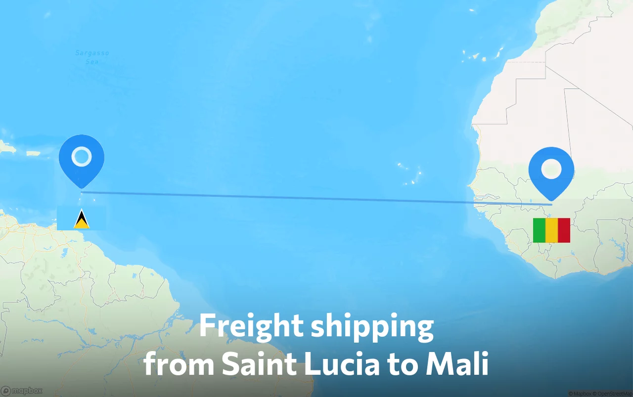 Shipping route from Saint Lucia to Mali