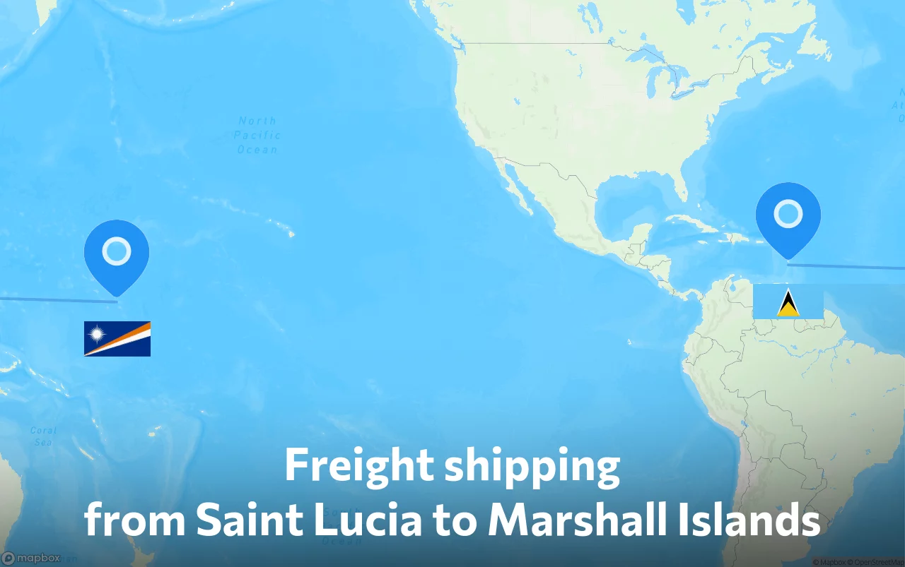 Shipping route from Saint Lucia to Marshall Islands