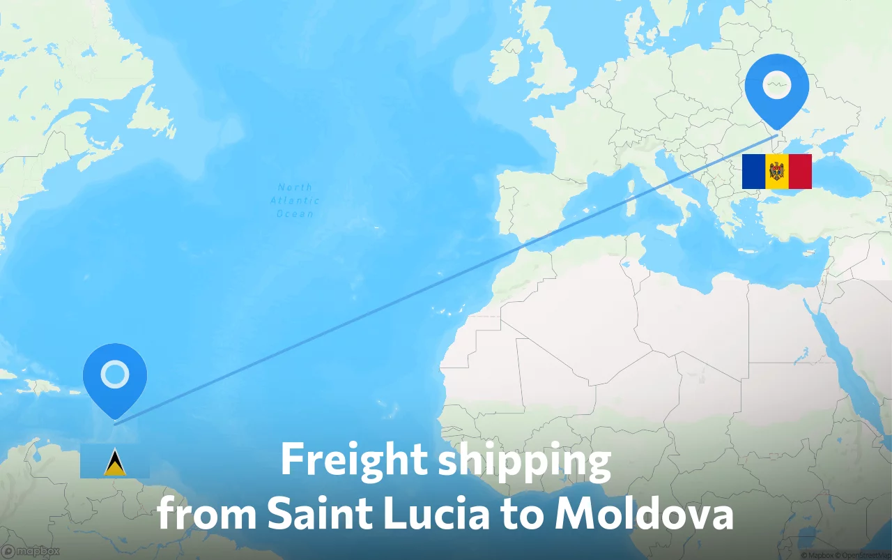Shipping route from Saint Lucia to Moldova