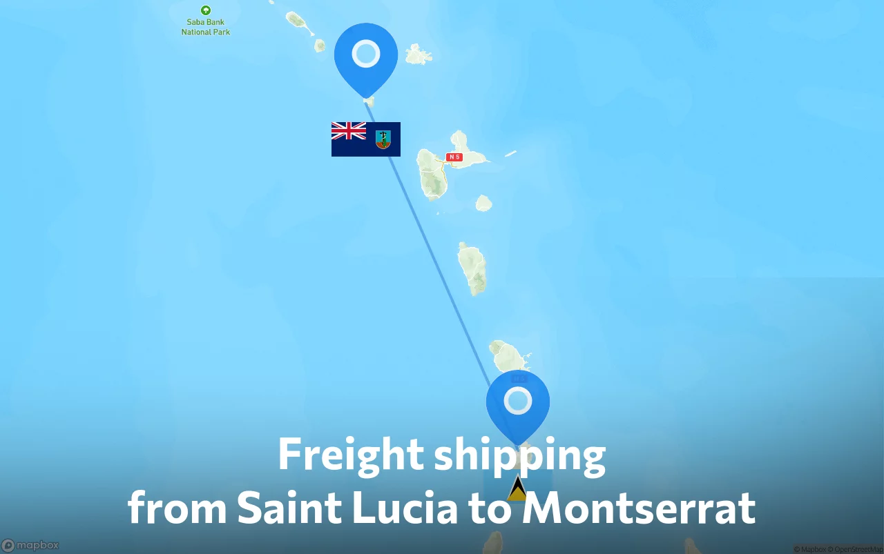 Shipping route from Saint Lucia to Montserrat