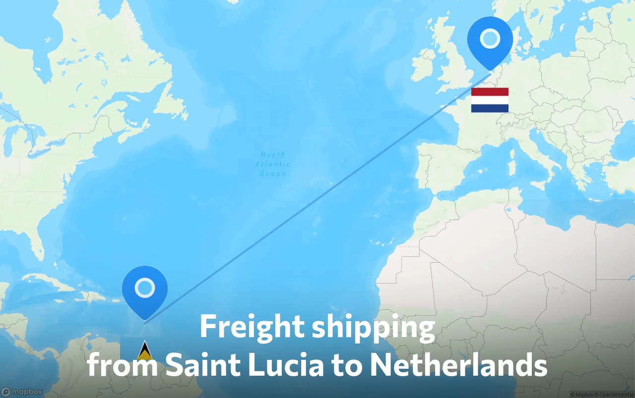 Shipping route from Saint Lucia to Netherlands
