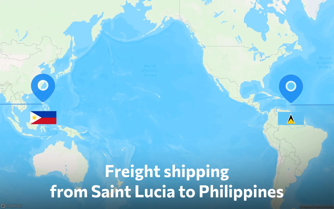 Shipping route from Saint Lucia to Philippines