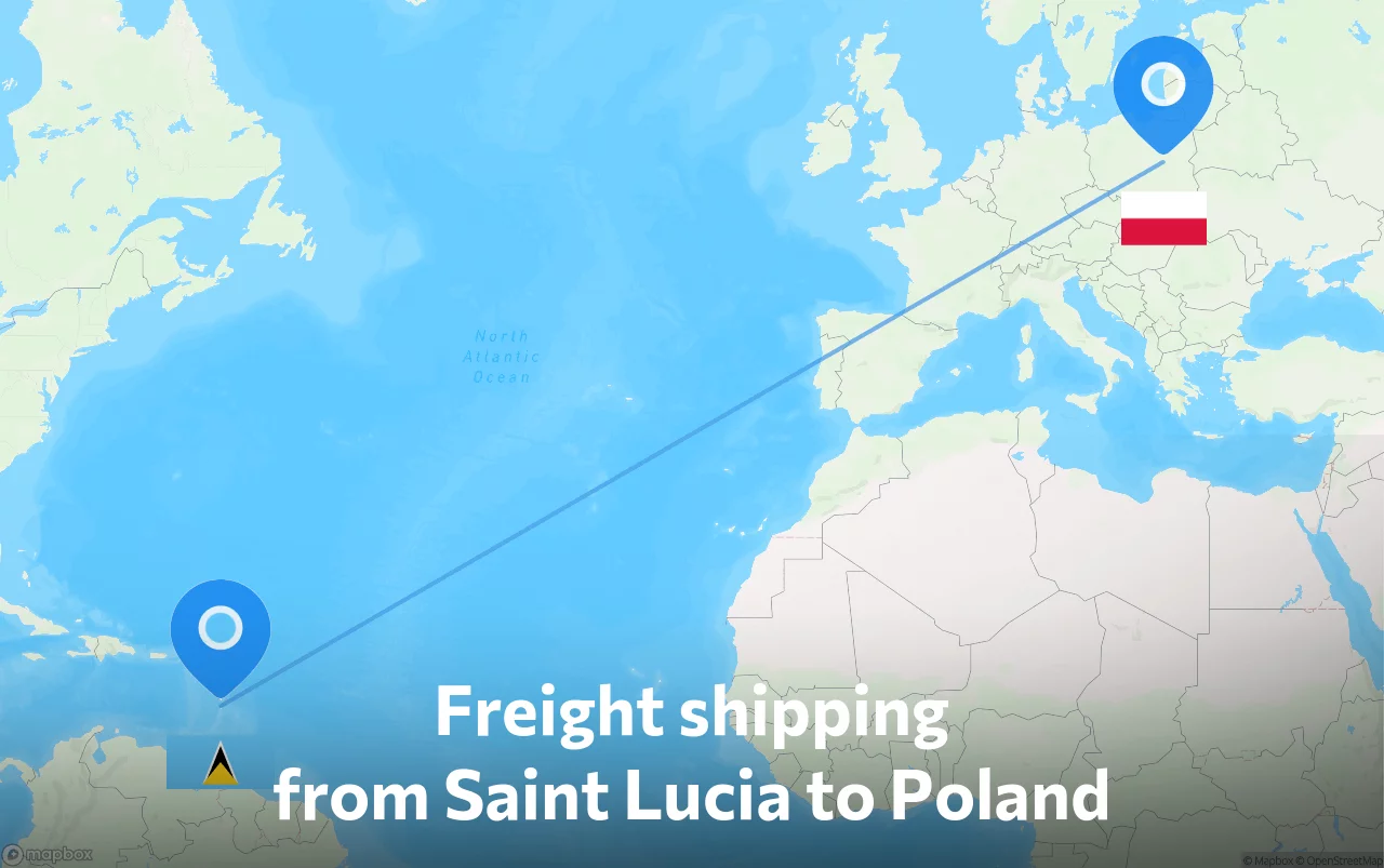 Shipping route from Saint Lucia to Poland