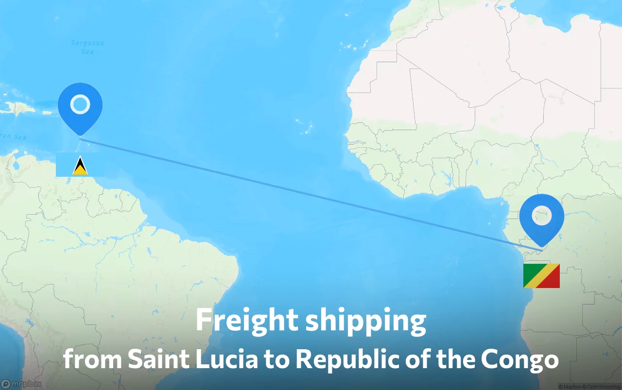 Shipping route from Saint Lucia to Republic of the Congo