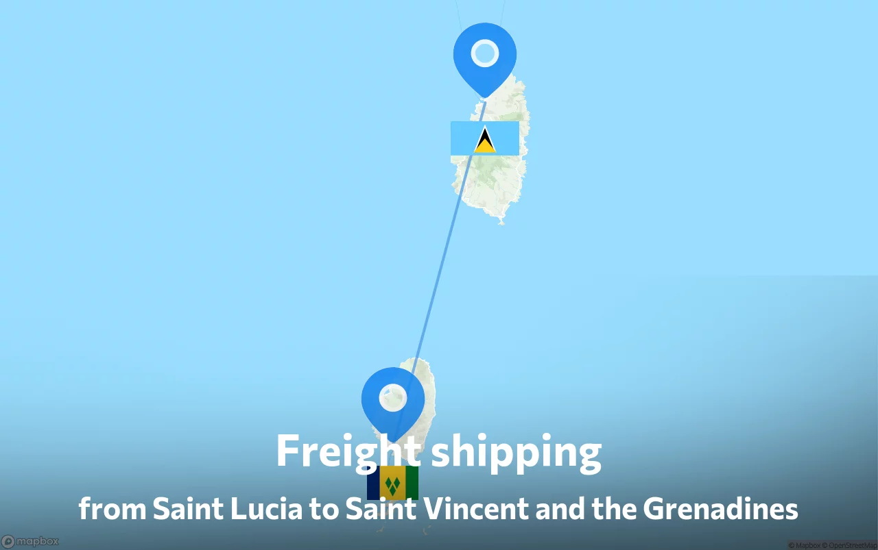Shipping route from Saint Lucia to Saint Vincent and the Grenadines