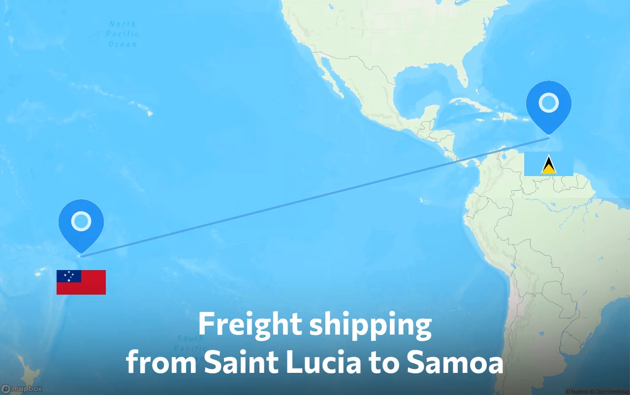 Shipping route from Saint Lucia to Samoa
