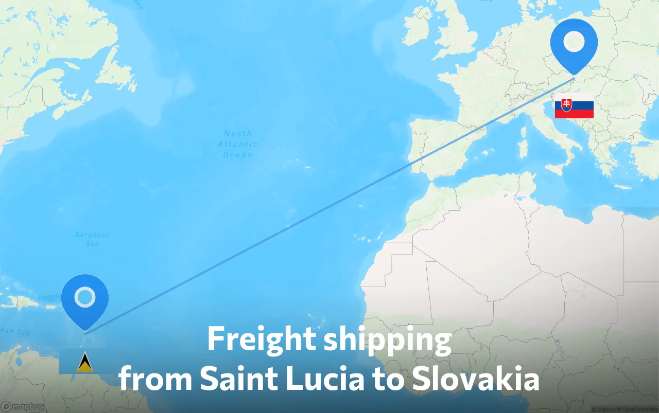 Shipping route from Saint Lucia to Slovakia