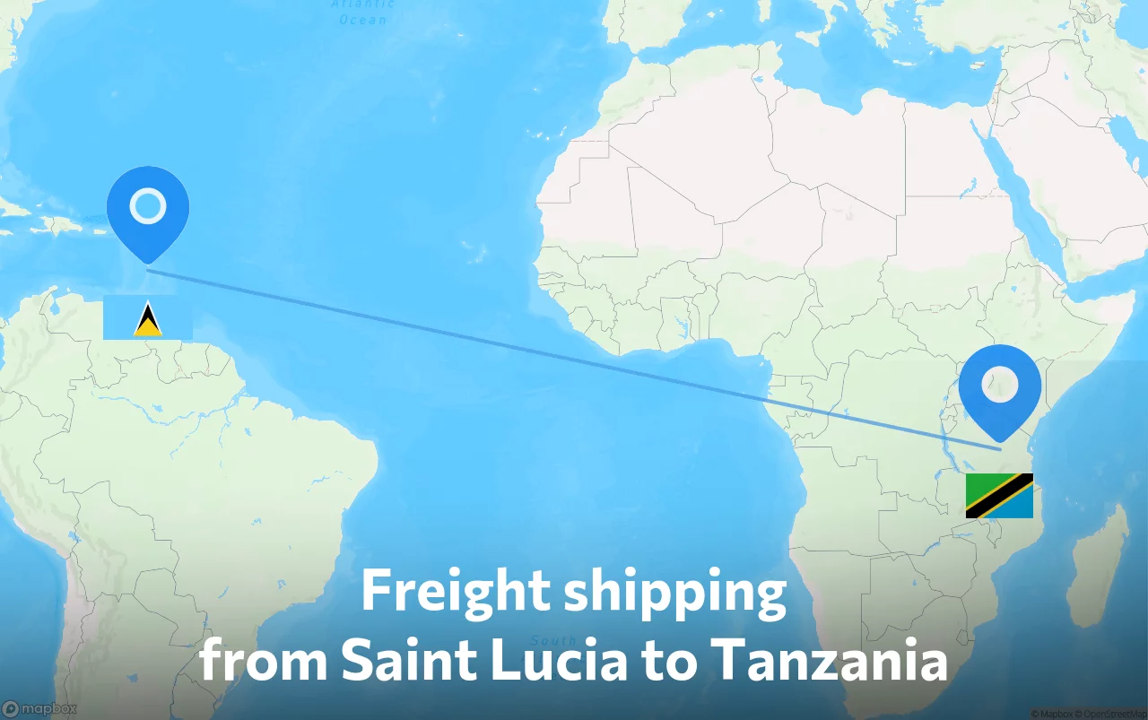Shipping route from Saint Lucia to Tanzania