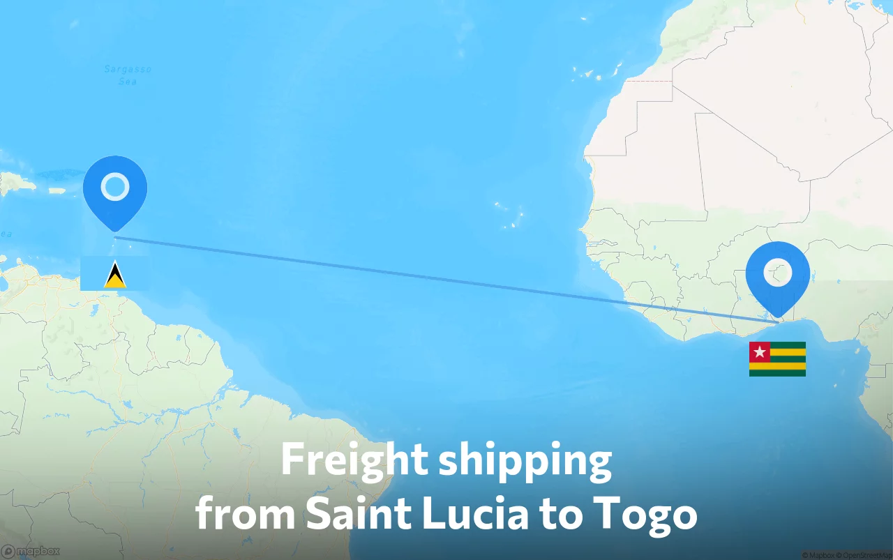 Shipping route from Saint Lucia to Togo